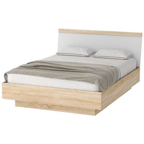 Кровать Соната КРС-1600 Дуб Сонома/Белый глянец