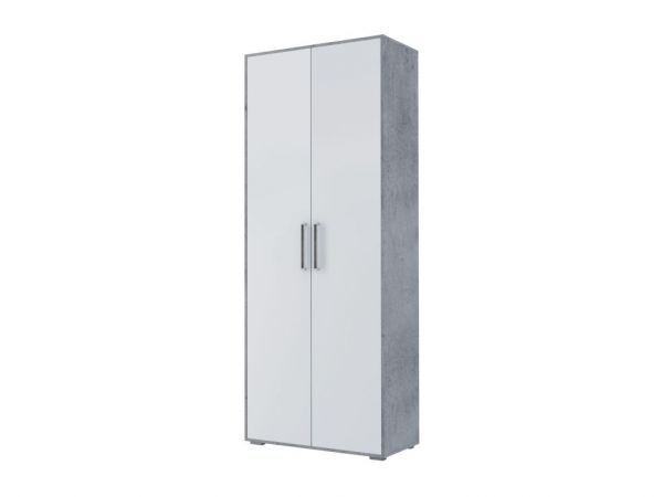 Шкаф 2-створчатый комбинированный Грей цемент светлый/белый