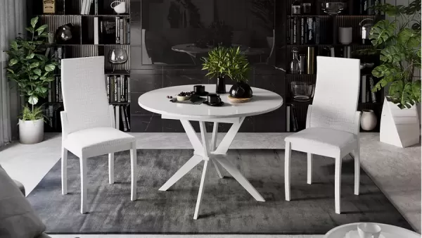 Стол со стеклом Мурано Тип 1 - Б-363 Стекло Белый глянец (осветленное)